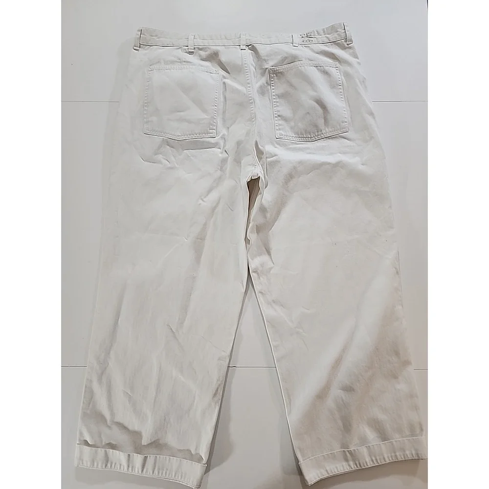 Vtg 90's Polo Ralph Lauren Dungarees White Canvas Workwear Utility Pants‎ 41X29